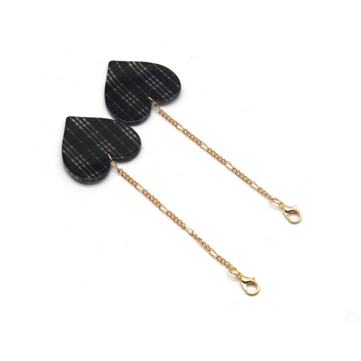 Heart-Shaped Dangle Earrings with Golden Chain Stornfield