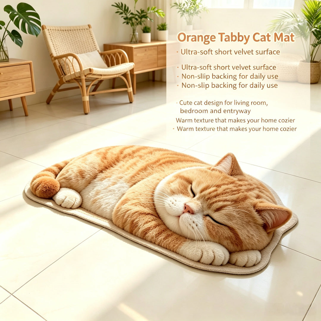 Plush Cat Theme Area Rug