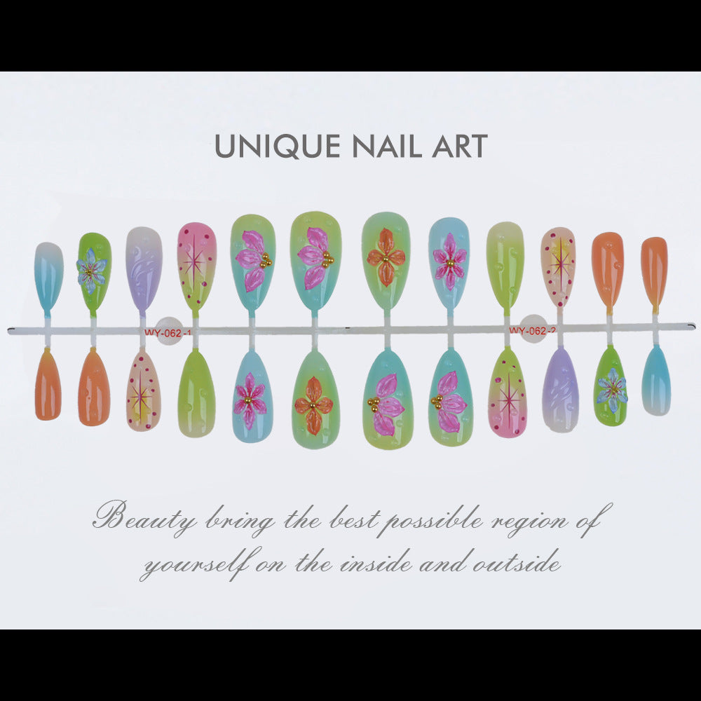 Artistic Floral-Embellished Press-On Nail Set Stornfield