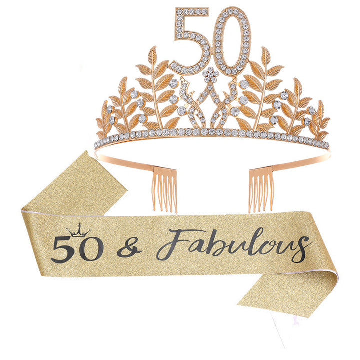 Women's Glamorous Birthday Crown with Shining Rhinestones Stornfield