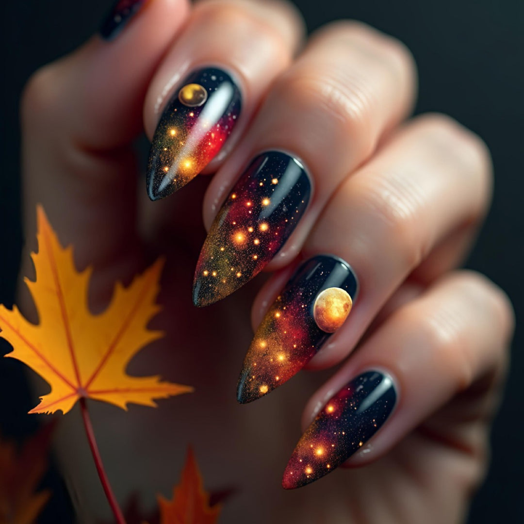 Galactic art nails with 3D planet motif Stornfield