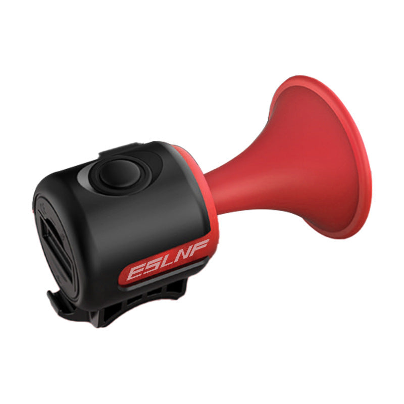 rechargeable high-decibel electric bicycle horn with trumpet-style mount and splash-resistant housing Stornfield
