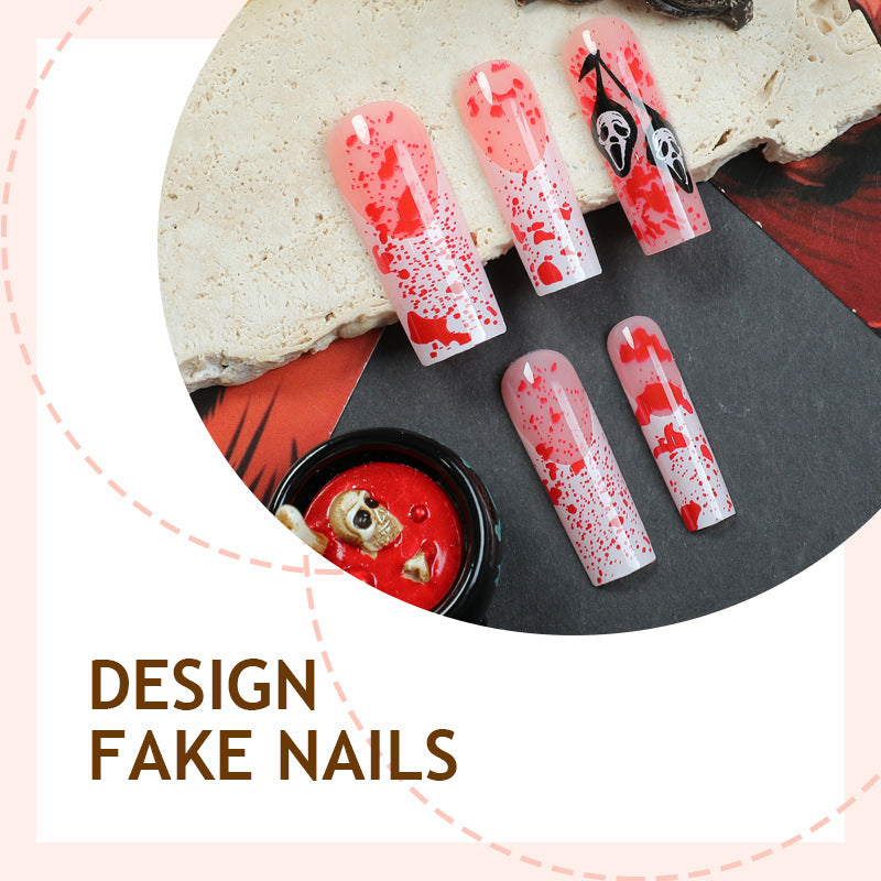 Acrylic Nail Set with Creative Bloody Splatter Design Stornfield