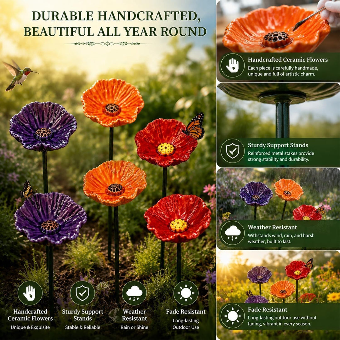 Garden Decorative Poppy Flower Stake Stornfield