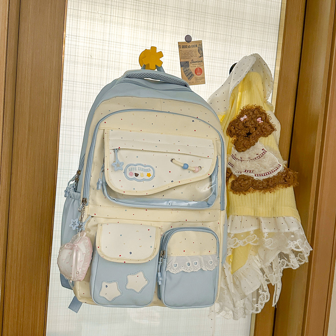 Multi-Pocket Casual Backpack with Transparent Window Stornfield