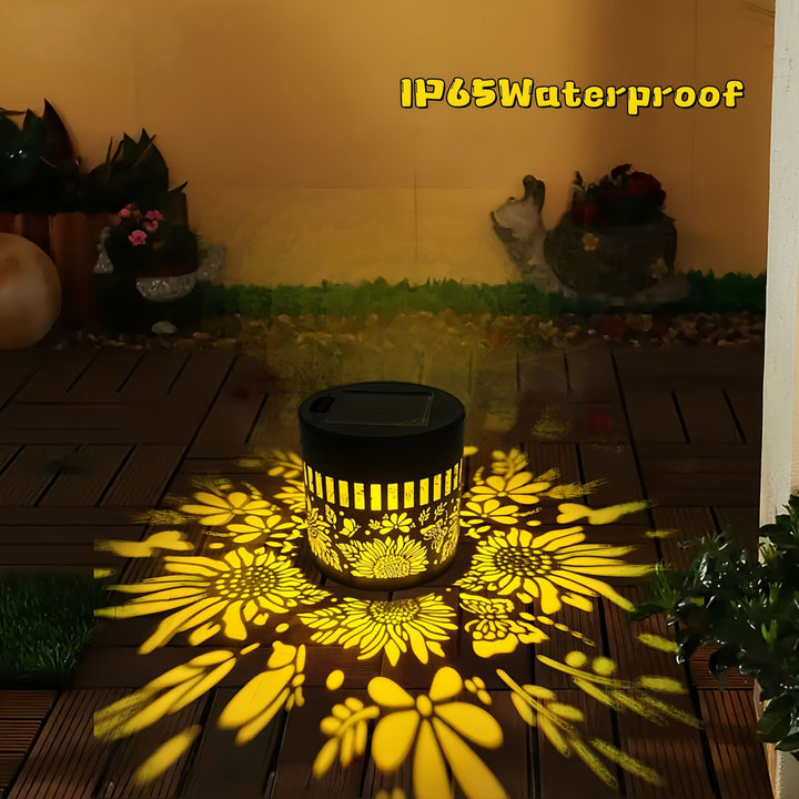Solar Projection Garden Light With Decorative Floral Pattern And Dusk-To-Dawn Sensor Stornfield