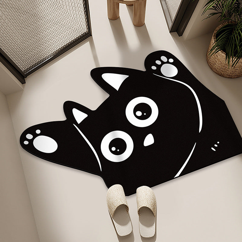 Cartoon Cat-Themed Bath Mat