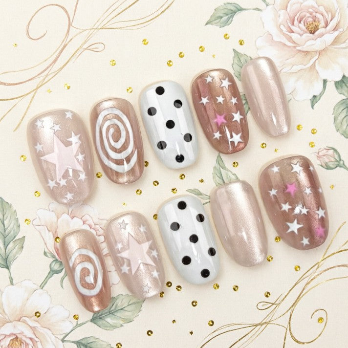 Artificial nails with trendy star pattern Stornfield