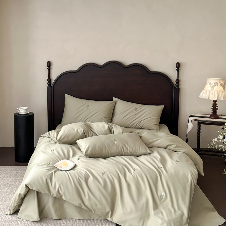 Luxury Embroidered Cotton Sateen Duvet Cover Set
