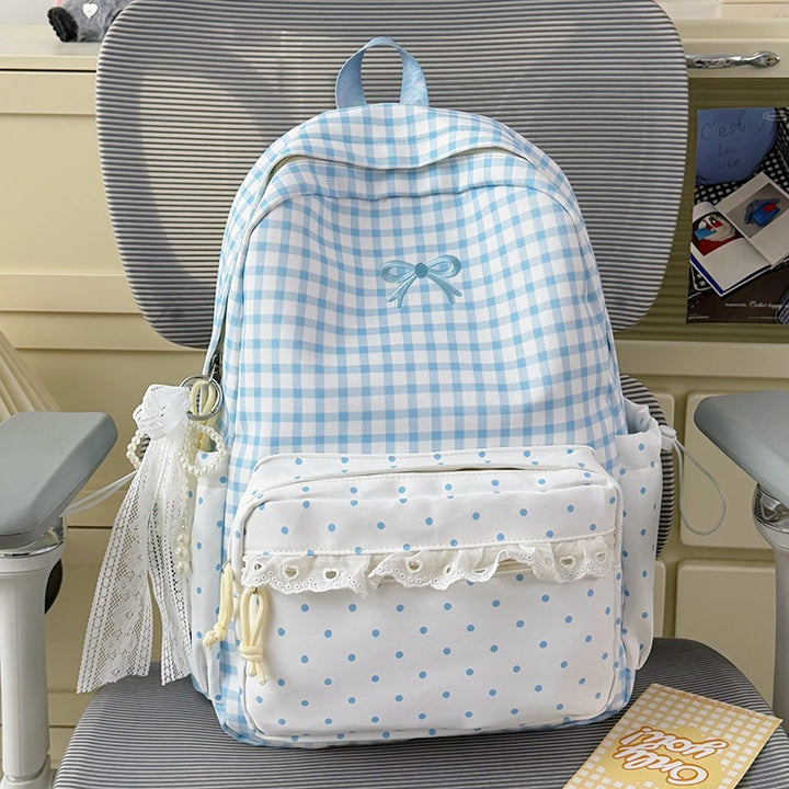 Playful Gingham and Polka Dot Backpack Stornfield