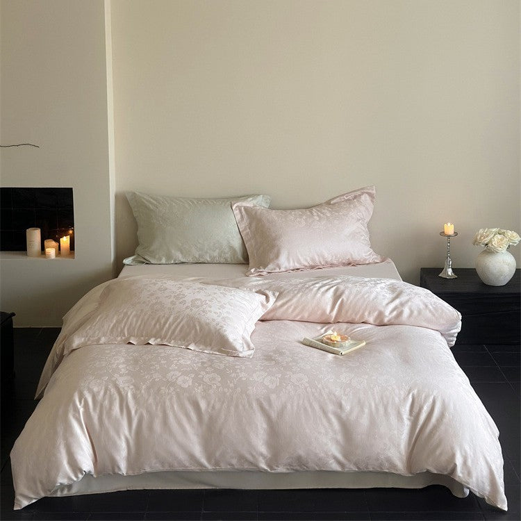 Jacquard bedding set made of cotton satin with floral relief structure Stornfield
