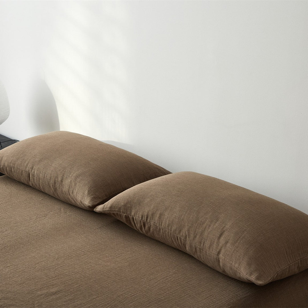 Plaid Brushed Cotton Sheet Set with Deep-Pocket Fitted Sheet & Envelope Pillowcases