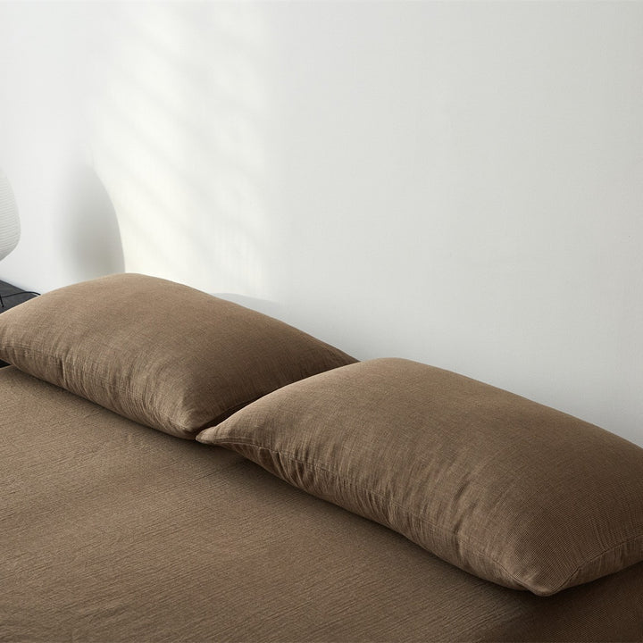 Plaid Brushed Cotton Sheet Set with Deep-Pocket Fitted Sheet & Envelope Pillowcases