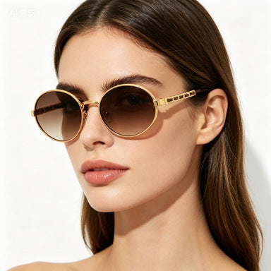 Women's elegant round sunglasses with luxurious frame and comfortable temples Stornfield