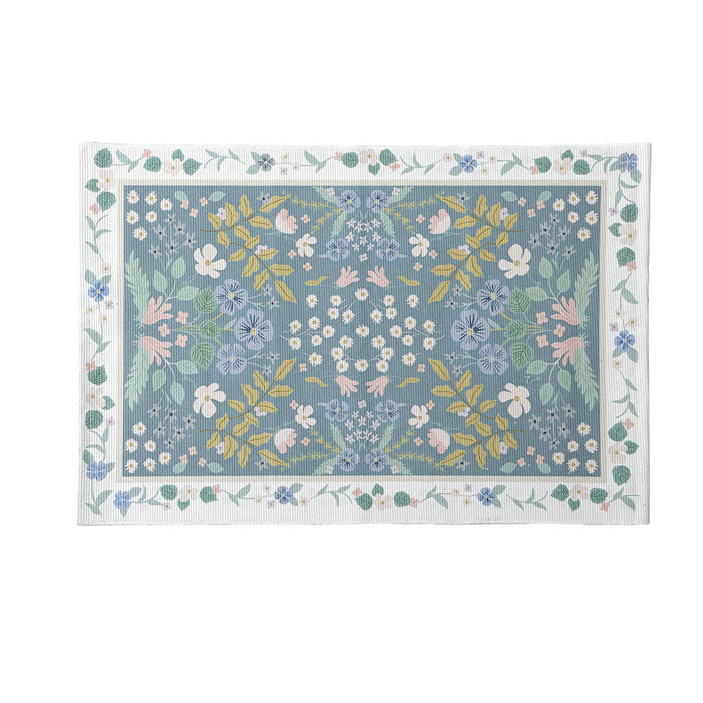 Woven cotton bath mat with floral allover jacquard pattern Stornfield