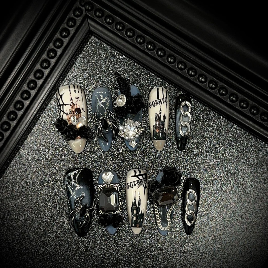 Gothic-Themed Press-On Nail Collection