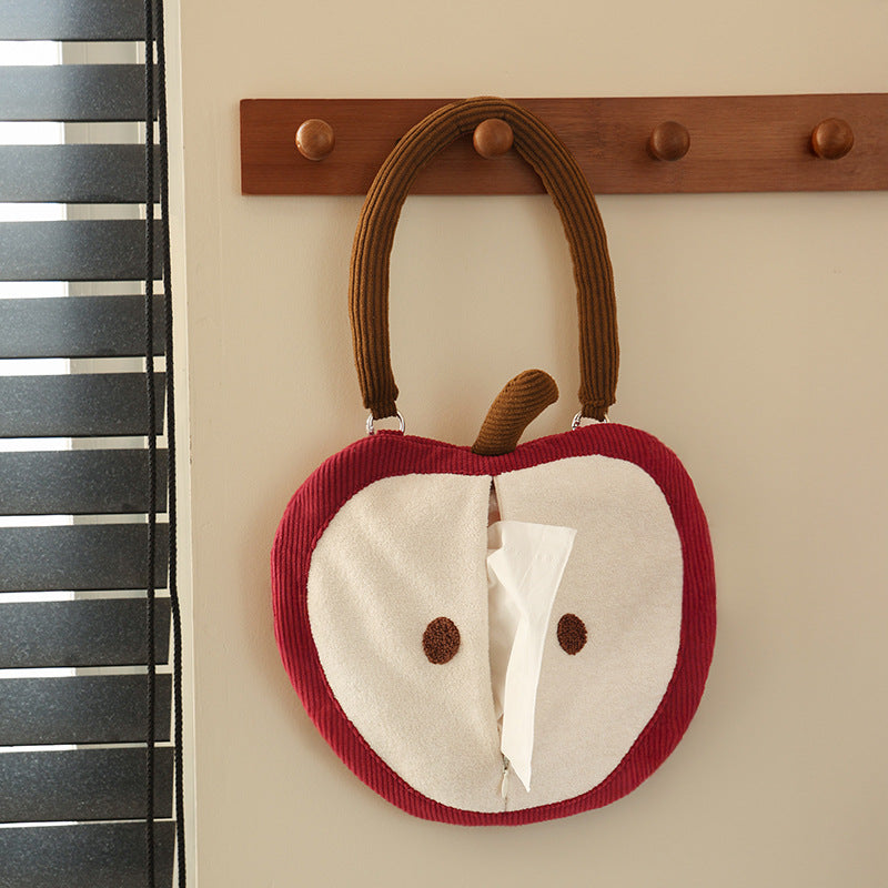 Cozy apple-shaped tissue dispenser crossbody bag with decorative appliqués Stornfield