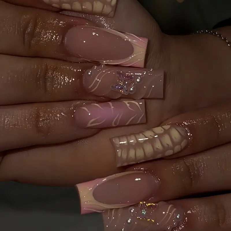 Chic 3D Floral Press-On Nail Art Stornfield