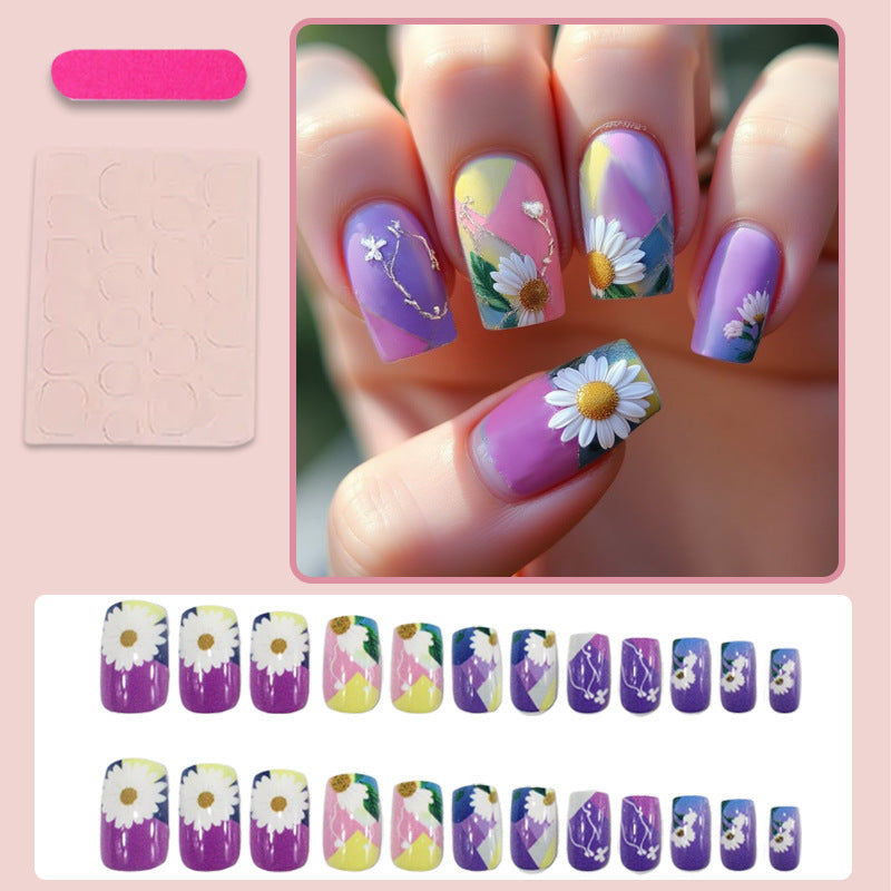 Artificial nail set with colorful floral designs Stornfield