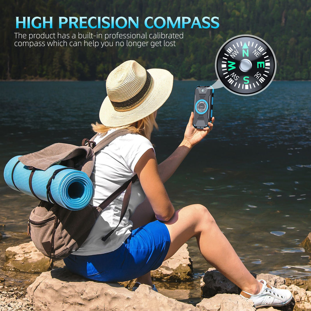 Solar-powered power bank with integrated compass and LED lighting Stornfield