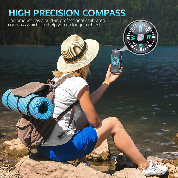 Solar-powered power bank with integrated compass and LED lighting Stornfield