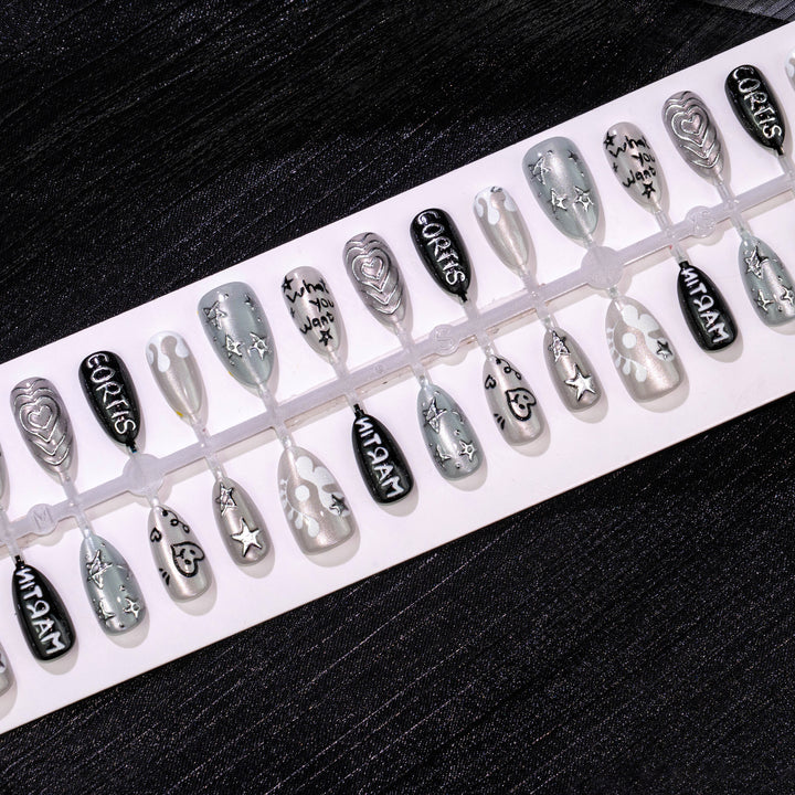 Artistic Press-On Nail Art Set with Custom Designs Stornfield