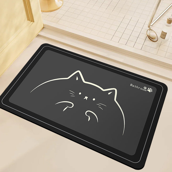 Cute Cat-Themed Bathroom Mat