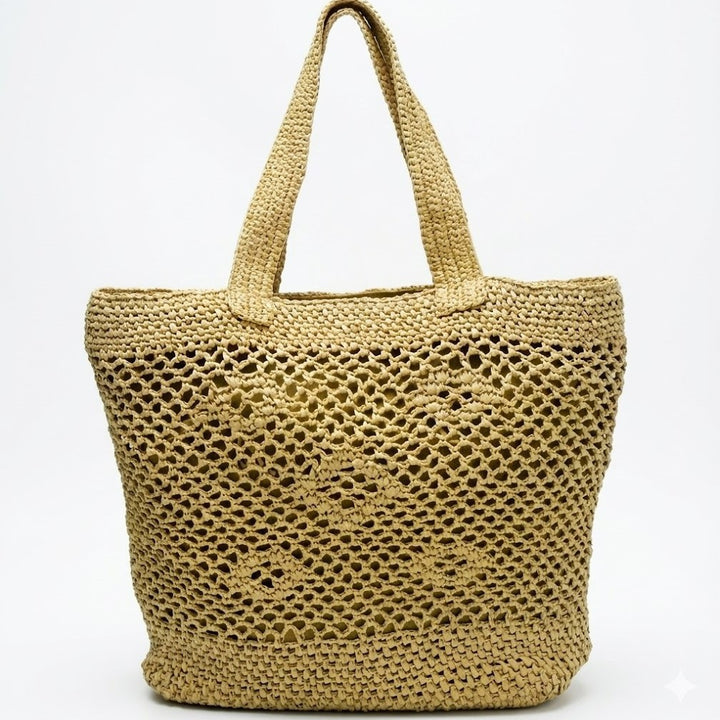 Large macrame bag with leather accents Stornfield