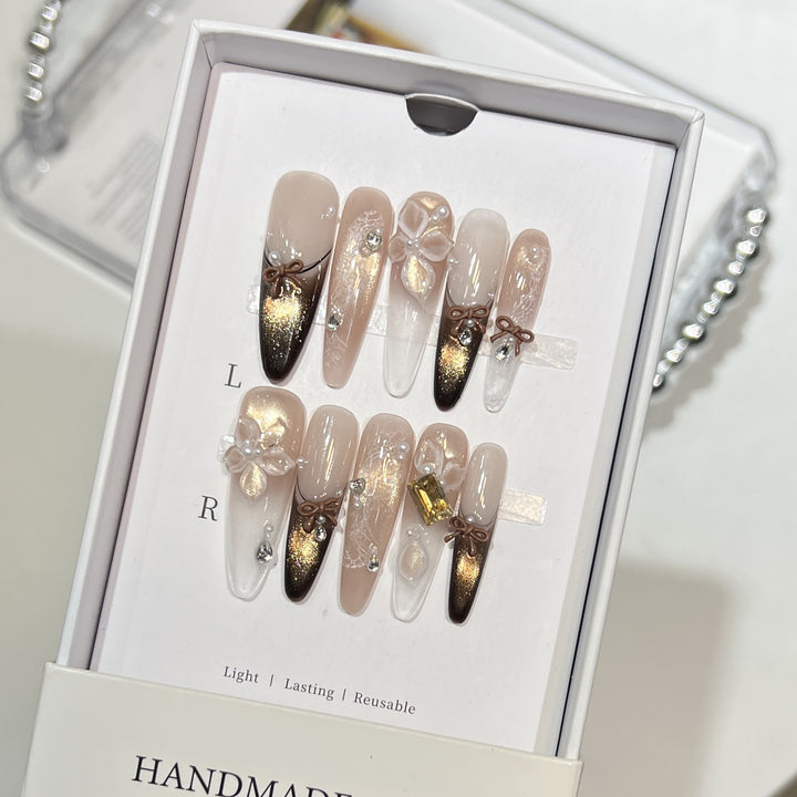 Glamorous Artistic Press-On Nail Extensions Stornfield