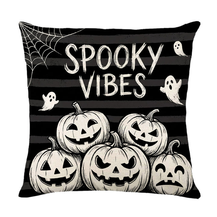 Halloween Ghost Cotton-Linen Square Throw Pillow Covers Set with Hidden Zipper