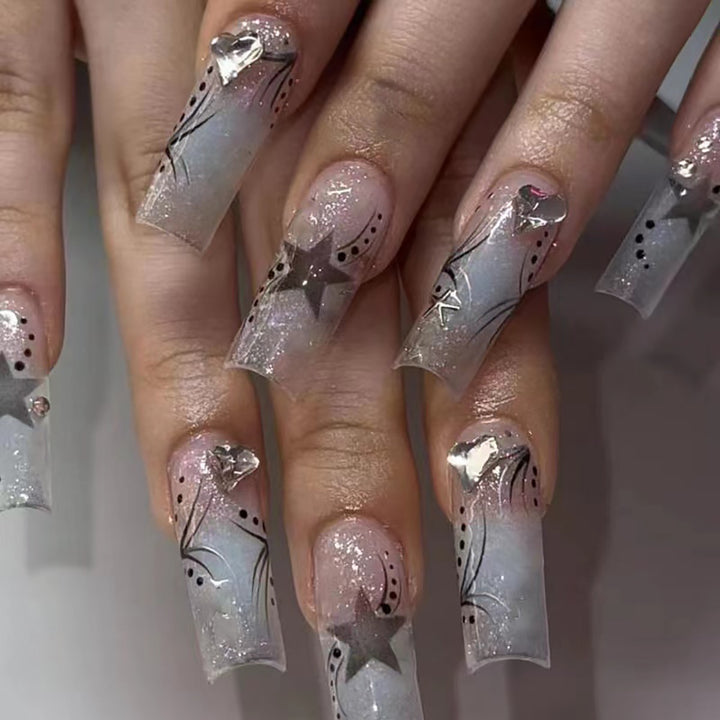 Star-Accented Stylish Long Press-On Nails Stornfield