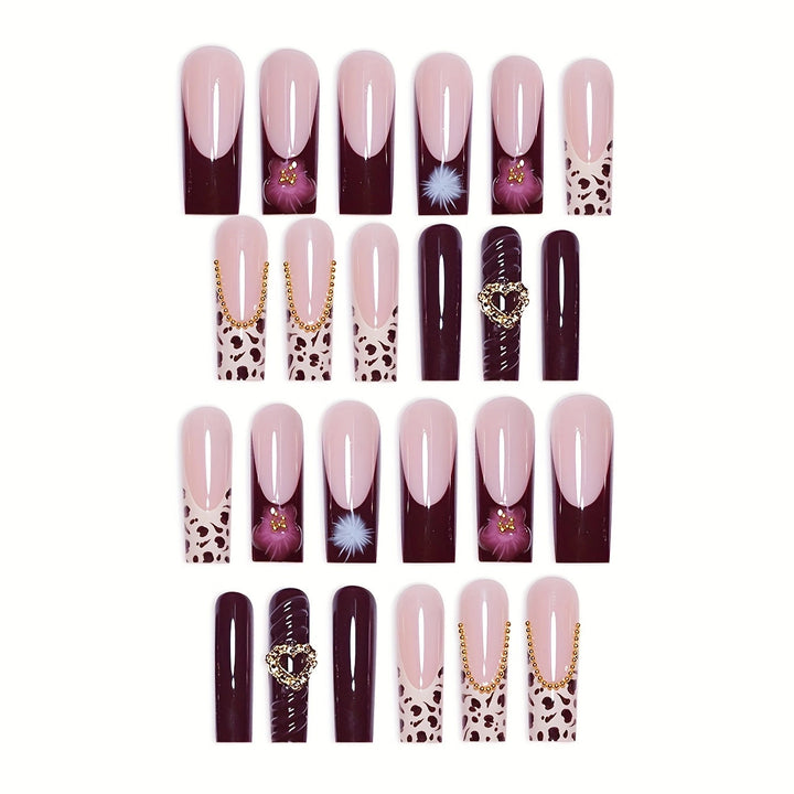 Artistic Leopard and Floral Press-On Nails Stornfield