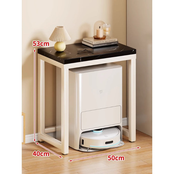 Marble Top Gold Metal Console Stand for Robot Vacuum Dock and Entryway Organizer