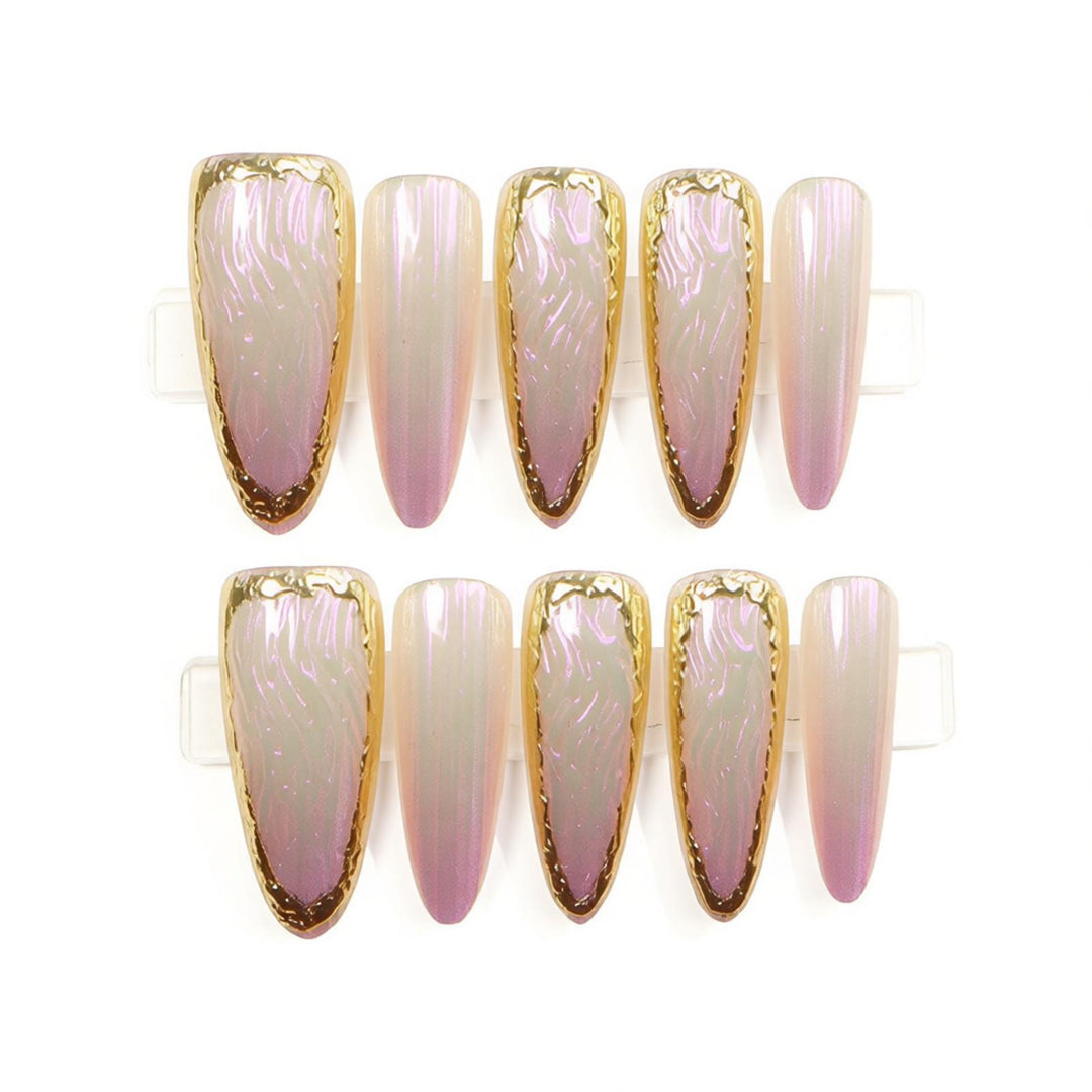 Luxury Press-On Nail Set with Elegant Metallic Edges Stornfield