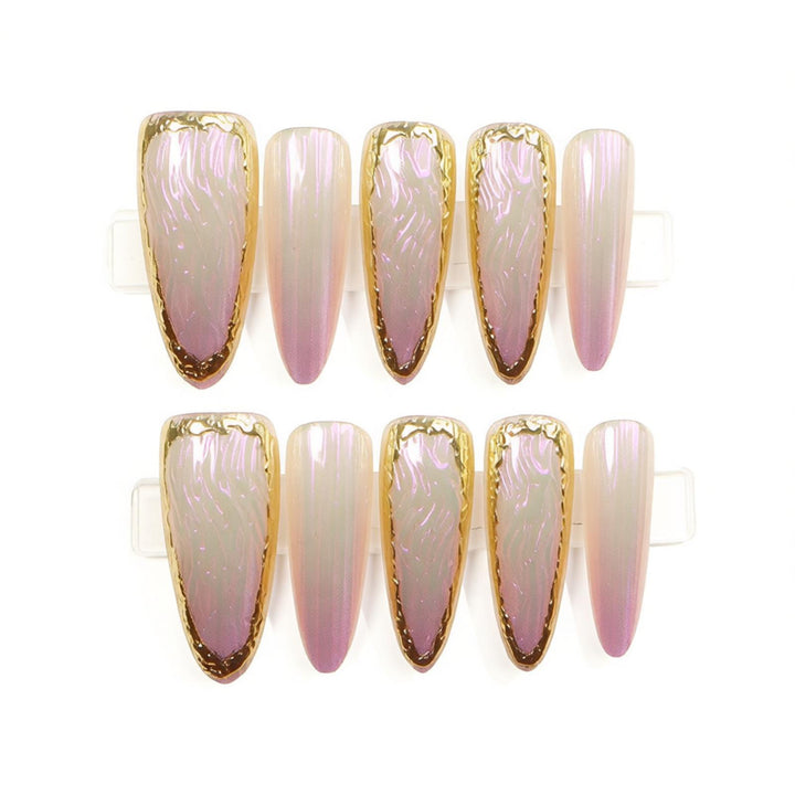 Luxury Press-On Nail Set with Elegant Metallic Edges Stornfield