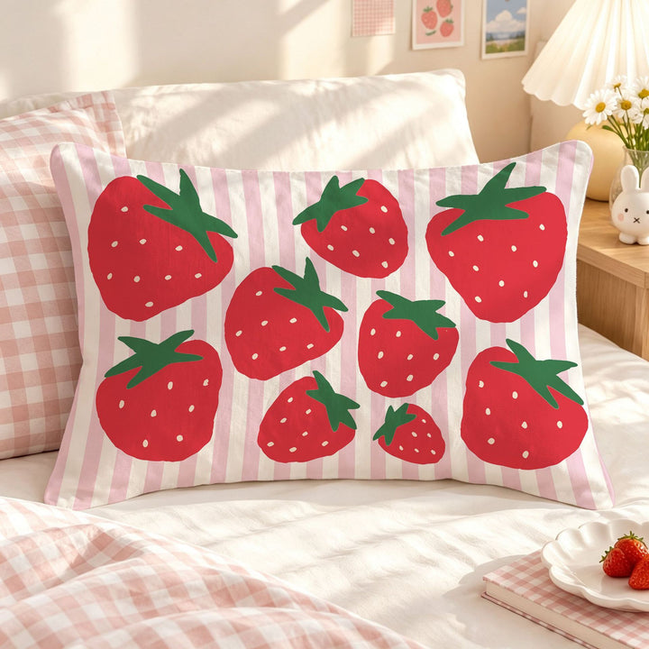 Strawberry-Themed Decorative Pillow