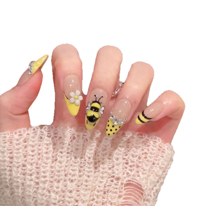 Artistic Bee-Themed Press-On Nail Set Stornfield