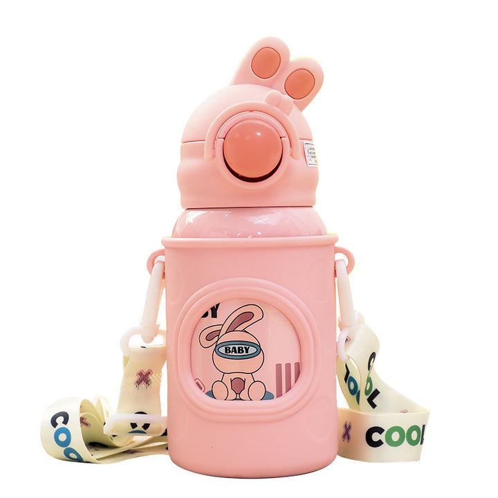 Ladies insulated drinking bottle with cute bear design and practical carrying strap Stornfield