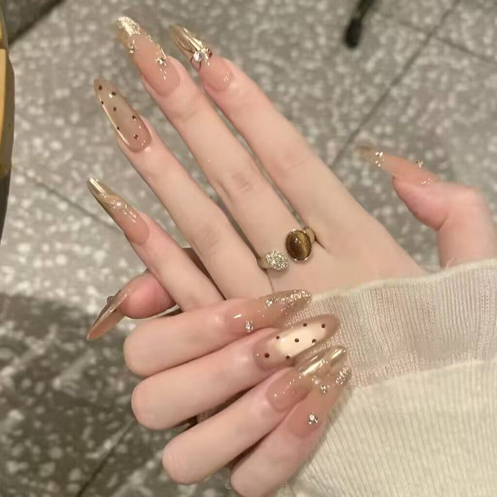 Elegant Rhinestone-Embellished Press-On Nail Art Set Stornfield