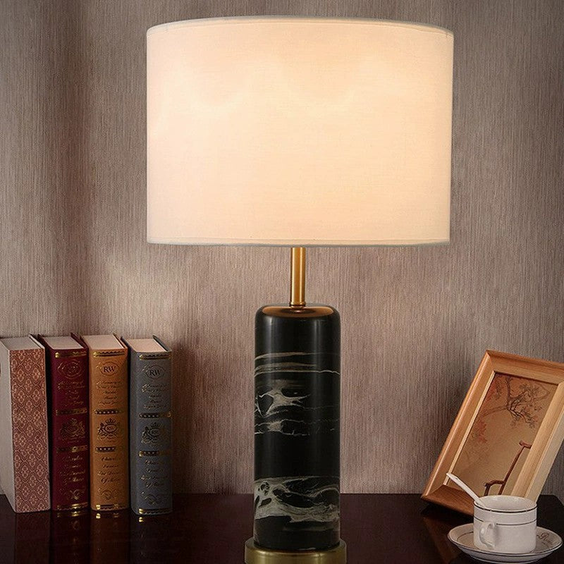 Marble Base Table Lamp with Elegant Fabric Shade