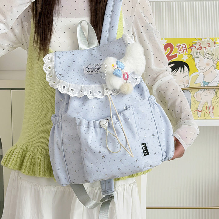 Star Print Ruffled Backpack Stornfield