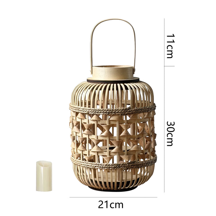 Decorative Lantern made of woven bamboo Stornfield