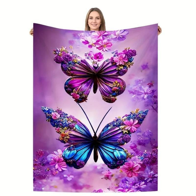 Artistic Butterfly-Inspired Fleece Blanket