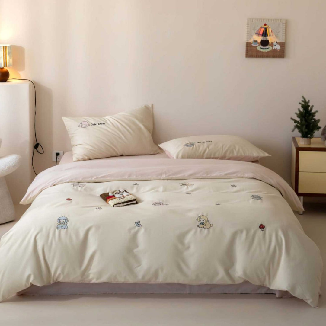 Children's Cotton Lion Appliqué Duvet Cover Bedding Set