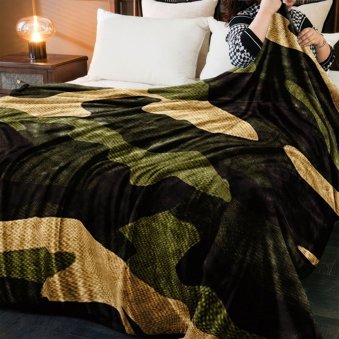 Soft Camo Print Fleece Blanket