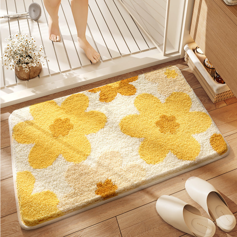 Floral Pattern Bathroom Rug