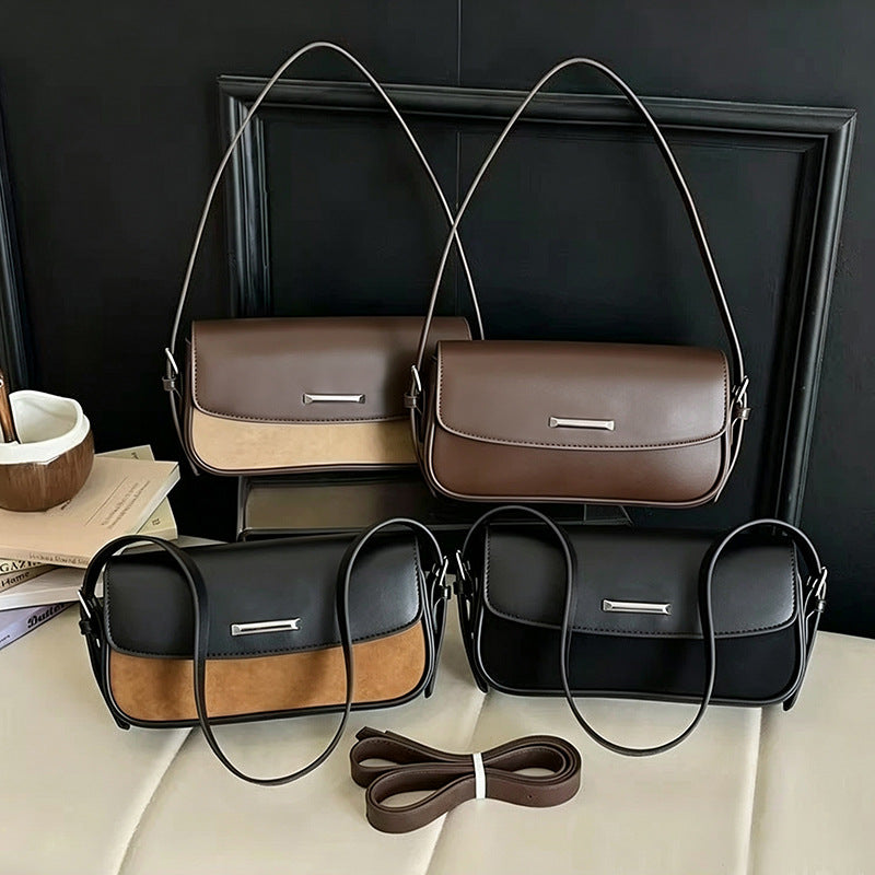 Suede and Leather Shoulder Bag