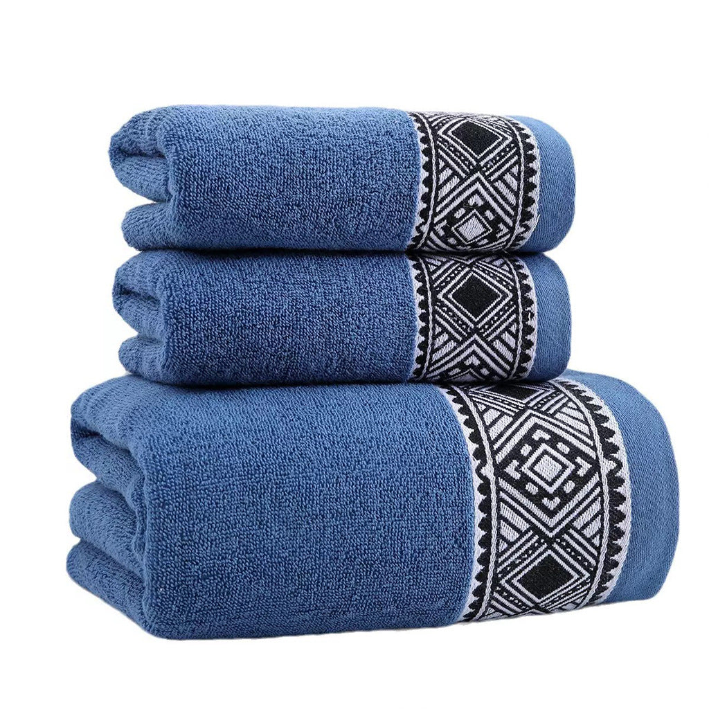 Terry Bath Towel Set With Elegant Geometric Border Stornfield