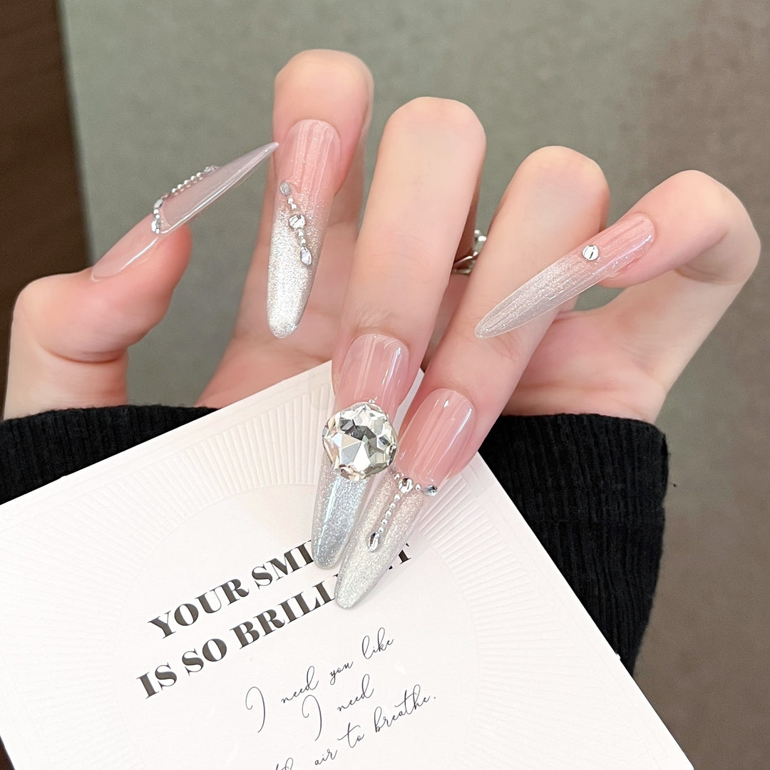 Decorative Press-On Nails with Gem Accents Stornfield