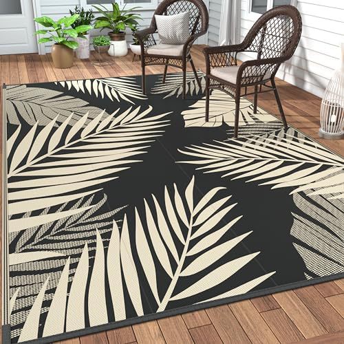 Outdoor Tropical Leaf Area Rug